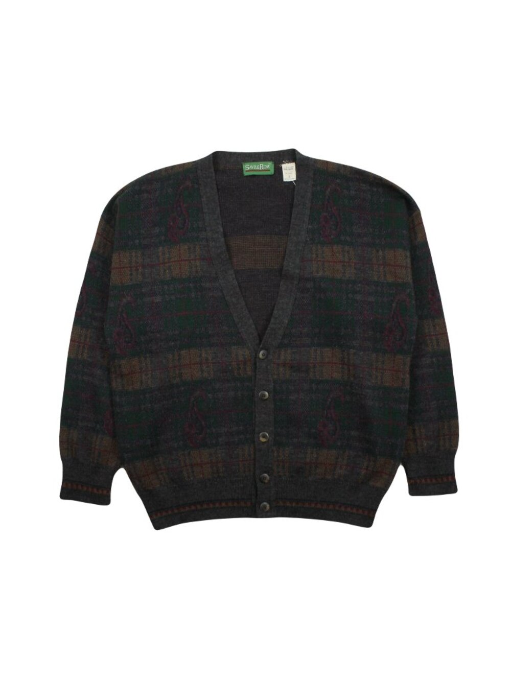 Vintage Savile Row Pattern Cardigan Sweater L